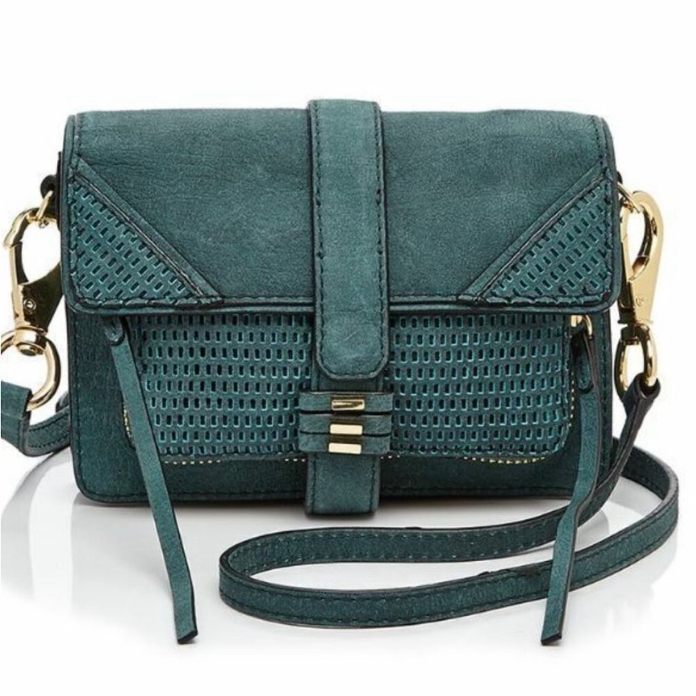 Elegant Teal Crossbody Bag with Gold Hardware leather like new